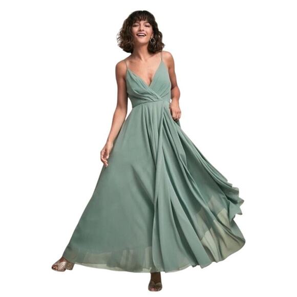 BHLDN Dresses & Skirts - NWT BHLDN Eva Chiffon Bridesmaid Maxi Dress Formal Wedding Guest Moss Green S